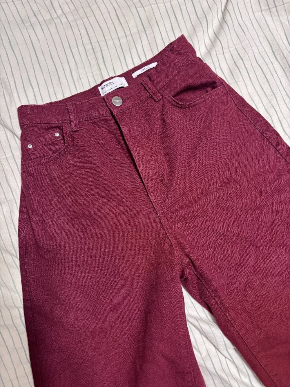 Bershka 100% Cotton Wide Leg High Waist Jeans EUR 36 US 4 Natural Fiber Denim